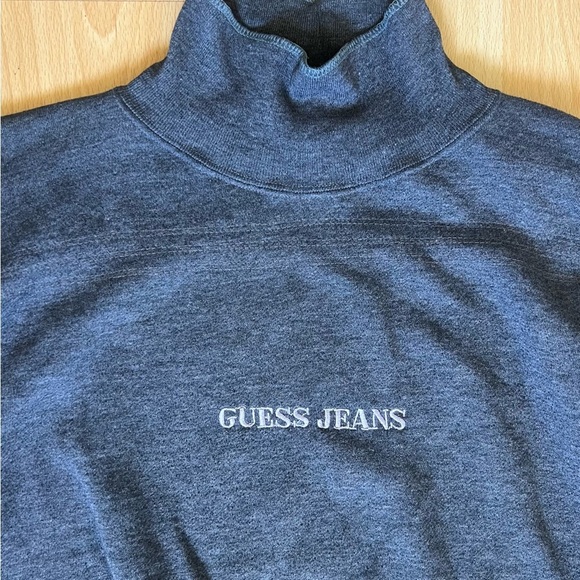 Vintage 90s GUESS Jeans by Georges Marciano Embroidery Mockneck Sweatshirt - Picture 2 of 7